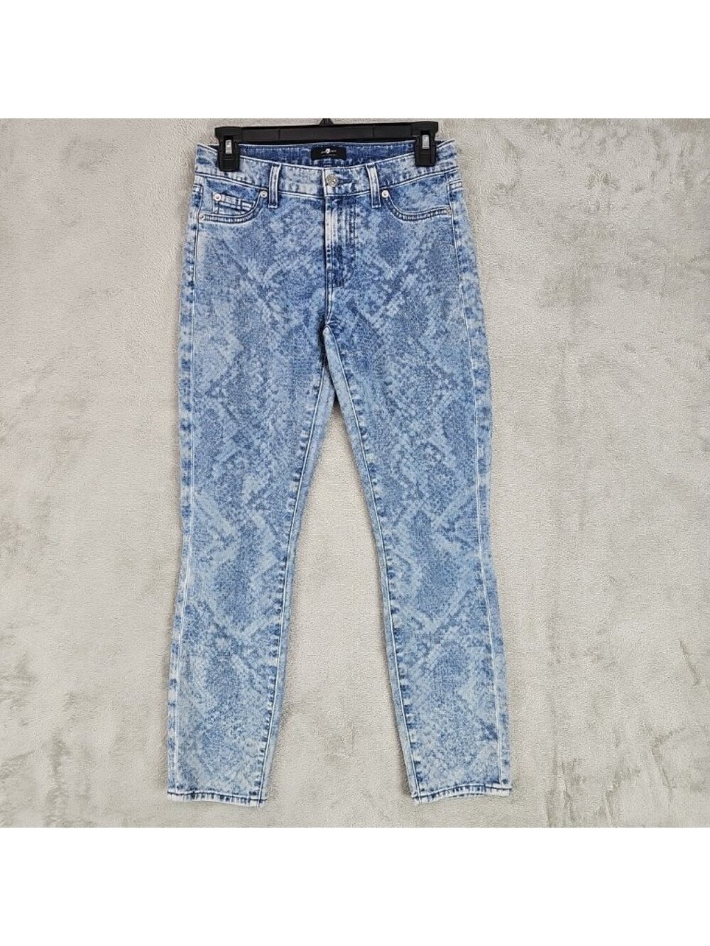 7 For All Mankind Skinny Jeans Womens 24 Blue Acid Wash Mid Rise Stretch Denim
